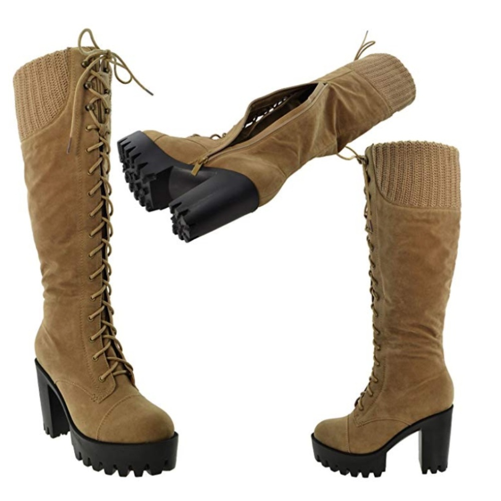 Taupe Nubuck Platform Boots NWT